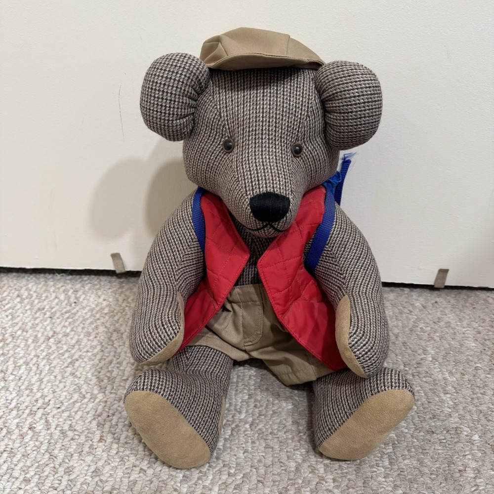 VTG Nancy Sutherland Holmes NSH 1983 Tweed Teddy Bear Hiker Backpack Eddie Bauer